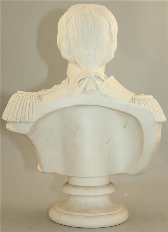 An English parian bust of Nelson, probably Coalport, c.1860, 31cm